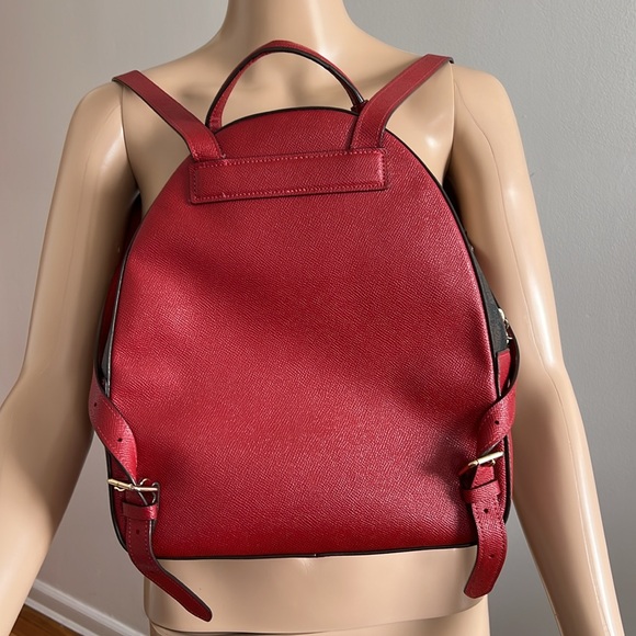 COACH Jordyn Backpack With Signature Canvas Detail Red Brown - Picture 5 of 17